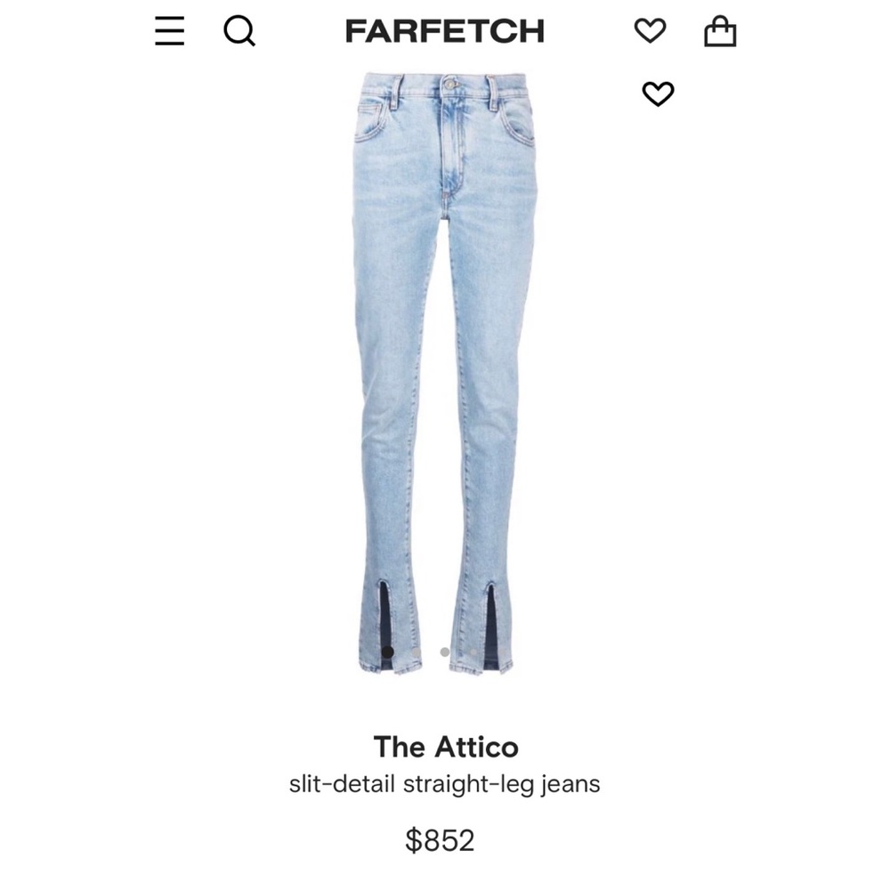 The Attico slit-detail straight-leg jeans size 24 | NEW with tags | on Farfetch